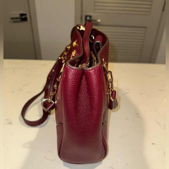 Tory Burch mini top handle with crossbody strap - in burgundy - Picture 9 of 10